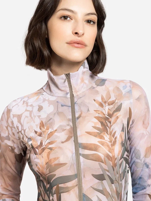 Слитный купальник с рукавом и молнией Rodasoleil "Оливки" 