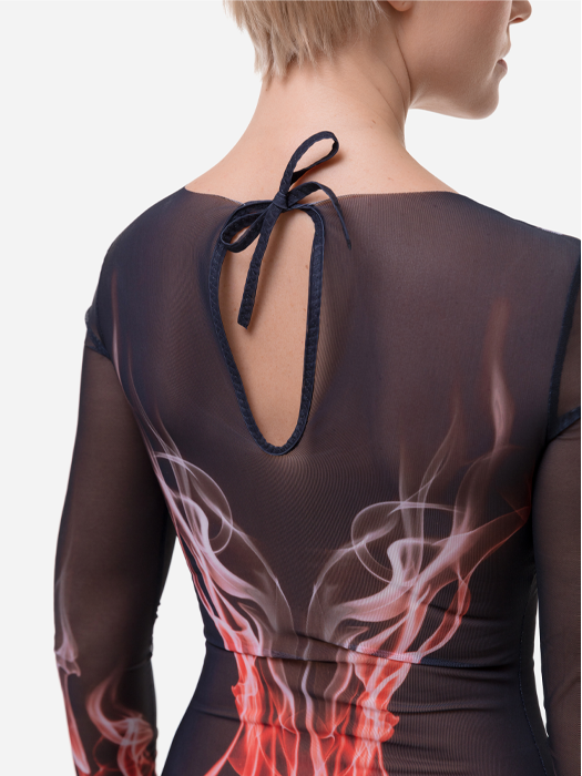 Слитный купальник с рукавом Rodasoleil "Огонь" 