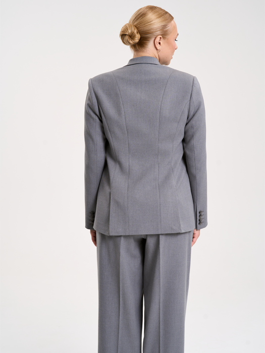Однобортный классический жакет (Серый)