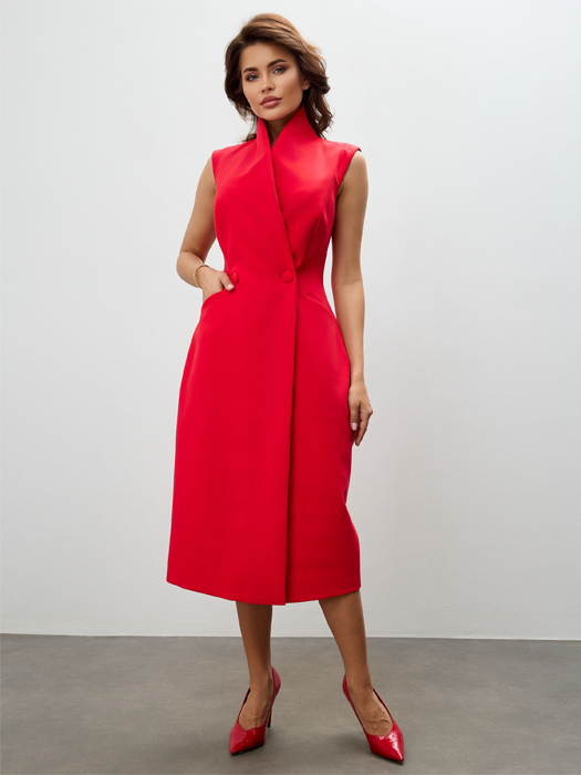 Платье приталенное (Красный)