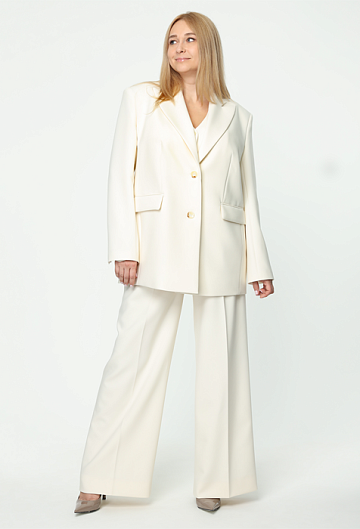 Однобортный жакет свободного кроя (Молочный)