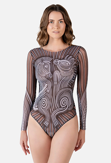 Слитный купальник с рукавом Rodasoleil "Год лошади" 