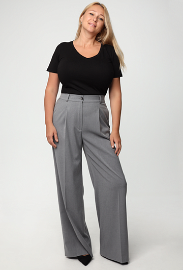 Брюки-палаццо с защипами (Серый)
