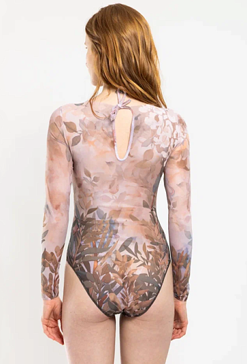 Слитный купальник с рукавом Rodasoleil "Оливки" 