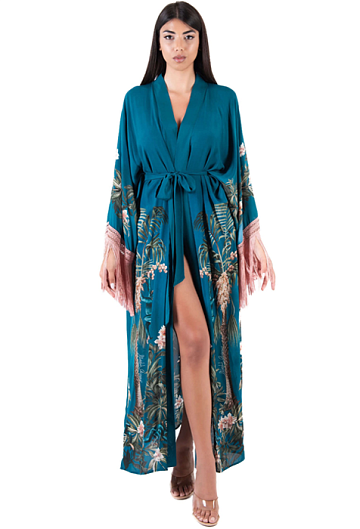 Туника пляжная длинная с бахромой District Fantasia (Бирюзовый)